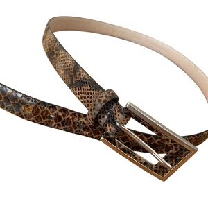 Leather Snake Skin Square Silver Buckle Size XL